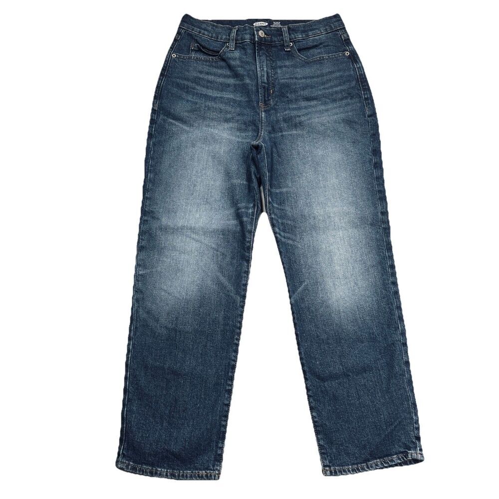 Old Navy Sky Hi Straight Jeans 8 (29x26.5) Blue Relaxed Ankle Stretch Womens